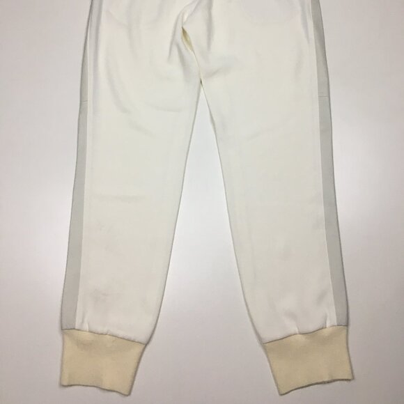 VINCE White Leather Insert Sides Pull On Drawstring Waist Jogger Pant - Picture 11 of 14